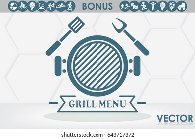 Barbecue icon vector illustration eps10. Isolated badge for website or app - stock infographics