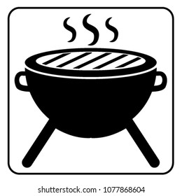Barbecue icon vector. Perfect black pictogram illustration on white background. Grill icon.