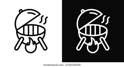 Icono de barbacoa estilo de fondo blanco y negro