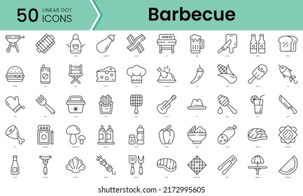 barbecue Icons bundle. Linear dot style Icons. Vector illustration