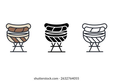 barbecue icons isolated on White Background. Flat style design