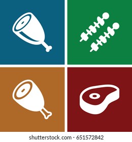 Barbecue icons set. set of 4 barbecue filled icons such as beef, kebab