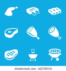 Barbecue icons set. set of 9 barbecue filled icons such as sausage, beef, meat leg, bbq, meat