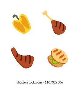 Barbecue icons set. Grill food, bbq, roast, steak cartoon vector illustration.