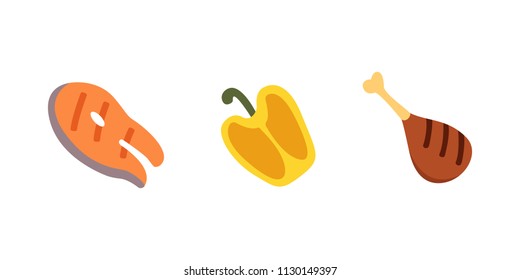 Barbecue icons set. Grill food, bbq, roast, steak cartoon vector illustration.