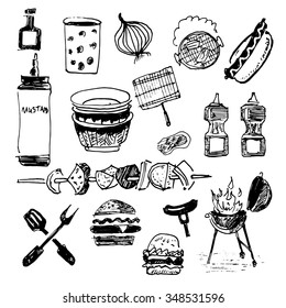 Barbecue icons set. Vector illustration isolated on white background