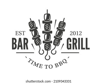 Barbecue kebab logo isolated on white background. BBQ concept. Vector illustration