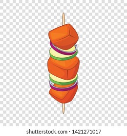 Barbecue kebab on a skewer icon. Cartoon illustration of barbecue kebab on a skewer vector icon for web design