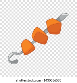 Barbecue kebab on skewer icon. Cartoon illustration of barbecue kebab on skewer vector icon for web