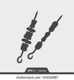 Barbecue kebab on sticks vector icon for web and print