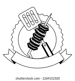 barbecue kebab and spatula emblem