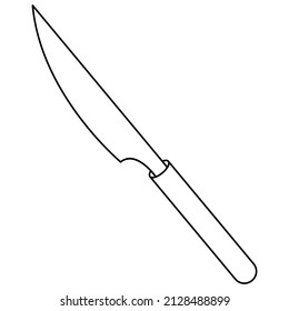 Barbecue knife. Sketch. A tool with a sharp blade for cutting food. Vector illustration. Kitchen utensils consist of a handle and a blade. Outline on isolated background. Doodle style. 