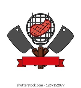 barbecue knives and grill steak emblem