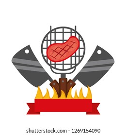 barbecue knives and grill steak emblem