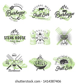 Barbecue Logo Badge Label Emblem Set Stock Vector (Royalty Free ...