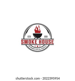 barbecue logo with bbq logotype and fire concept in white background
