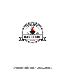 barbecue logo with bbq logotype and fire concept in white background