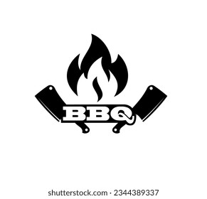 barbecue logo with bbq logotype and fire concept