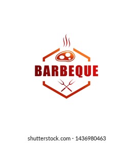 Barbecue  logo, BBQ Restaurant or resto, cafe, food court logo design template orange color