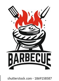 Barbecue Logo Black Steak Fried On Stock Vector (royalty Free 