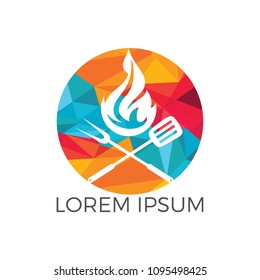 Barbecue logo design. Fresh Steak logo design. Steak and Barbecue Grill icon.