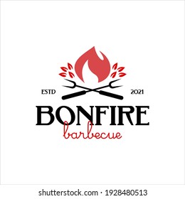 Barbecue Logo Design Grill and Smoke Meat, Tasty Food Bonfire Meal and Menu Graphic Element Ideas
