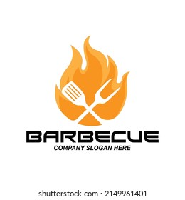 barbecue logo design, grilled meat food, company vector illustration, sticker, screen printing