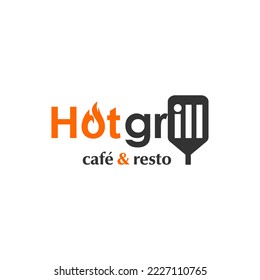 Barbecue Logo Design Hot Grill Cafe and Resto Text