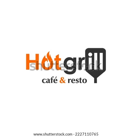 Barbecue Logo Design Hot Grill Cafe and Resto Text