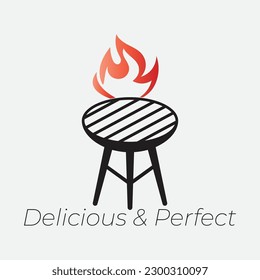 barbecue logo design template illustration.Cuisine vector icon.