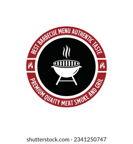 diseño de logotipo de barbacoa parrilla vectorial y fuego con combinación de bifurcación y espátula
