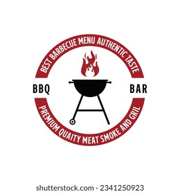 diseño de logotipo de barbacoa parrilla vectorial y fuego con combinación de bifurcación y espátula