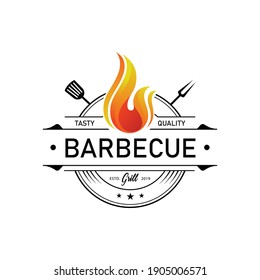 barbecue logo. flat design. vector illustration concept