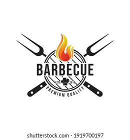 barbecue logo. flat design. vector illustration concept