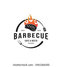 barbecue logo. flat design. vector illustration concept