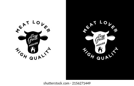 Barbecue logo grill food design template Vector illustration