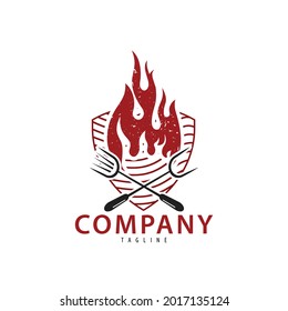 Barbecue logo, grill label, badge, Bbq hot grill logo icon and singing eps 10