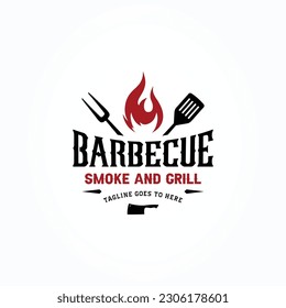 Barbecue logo inspiration. BBQ or Grill logo design template.Vector illustration concept