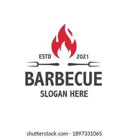 Barbecue logo inspiration. Food or grill design template. Vector illustration concept