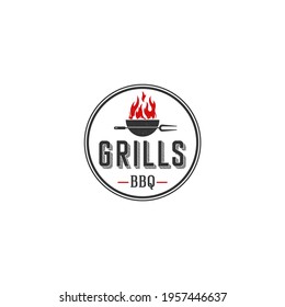 Barbecue logo inspiration. Food or grill design template in white background