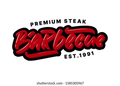 Barbecue logo lettering. Vector illustration logo text for webpage, print and advertising