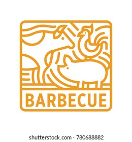 Barbecue  logo line art illustration