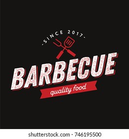 Barbecue Logo Symbol Vintage Style Graphic Vector Dark Background