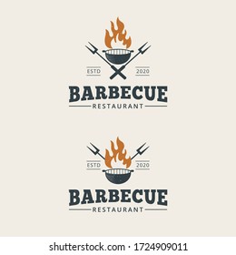 Plantilla de logotipo de barbacoa Vector Premium