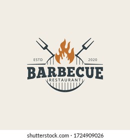 Plantilla de logotipo de barbacoa Vector Premium