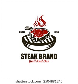 barbecue logo vector illustration, BBQ smoke grill logo template
