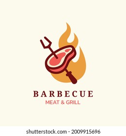 Barbecue logo vector template. Food or grill icon illustration design