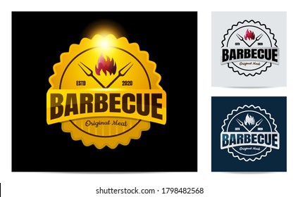 Barbecue logo with vintage concept. template logo inspiration