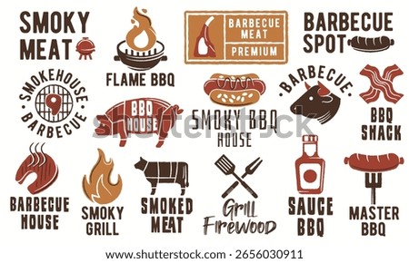 Barbecue Logos collection. Simple Barbecue Logos for real product branding, food business identity, label, signage or digital use. Vector illustration.