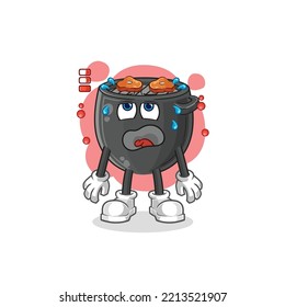 the barbecue low battery mascot. cartoon vector